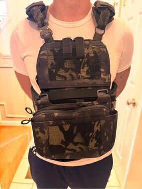 Multicam Black Tactical Chest Rig Plate Carrier size Large